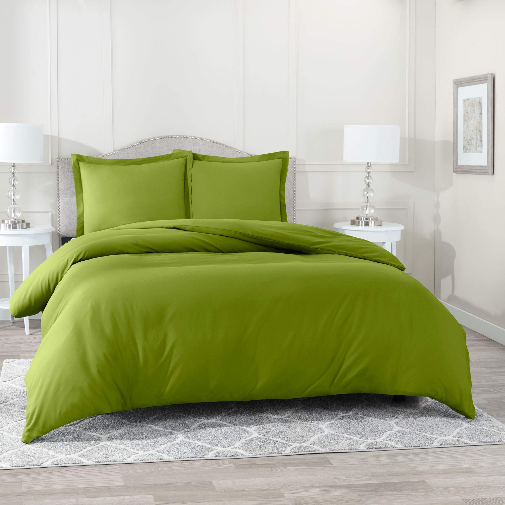 Nestl Twin Duvet Cover Set - Soft Double Brushed Calla Green Duvet Cover Twin/Twin XL, 2 Piece, with Button Closure, 1 Duvet Cover 68x90 inches and 1 Pillow Sham