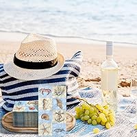 Vista 6 de Seajan 200 servilletas de verano con conchas marinas y océanos, desechables, de papel, playa, cena, servilletas de mano, servilletas náuticas