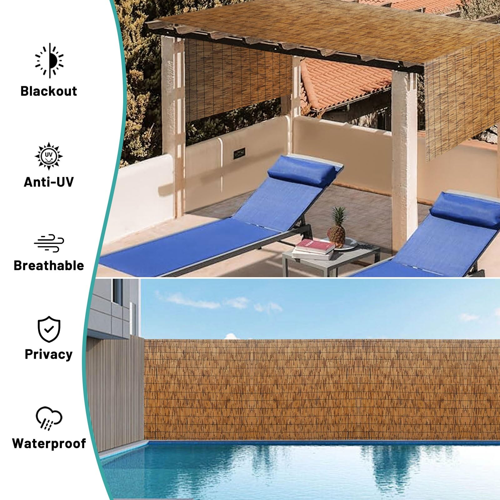 Rouleau De Clôture En Bambou Naturel Brise Vue En Roseau Pour Extérieur