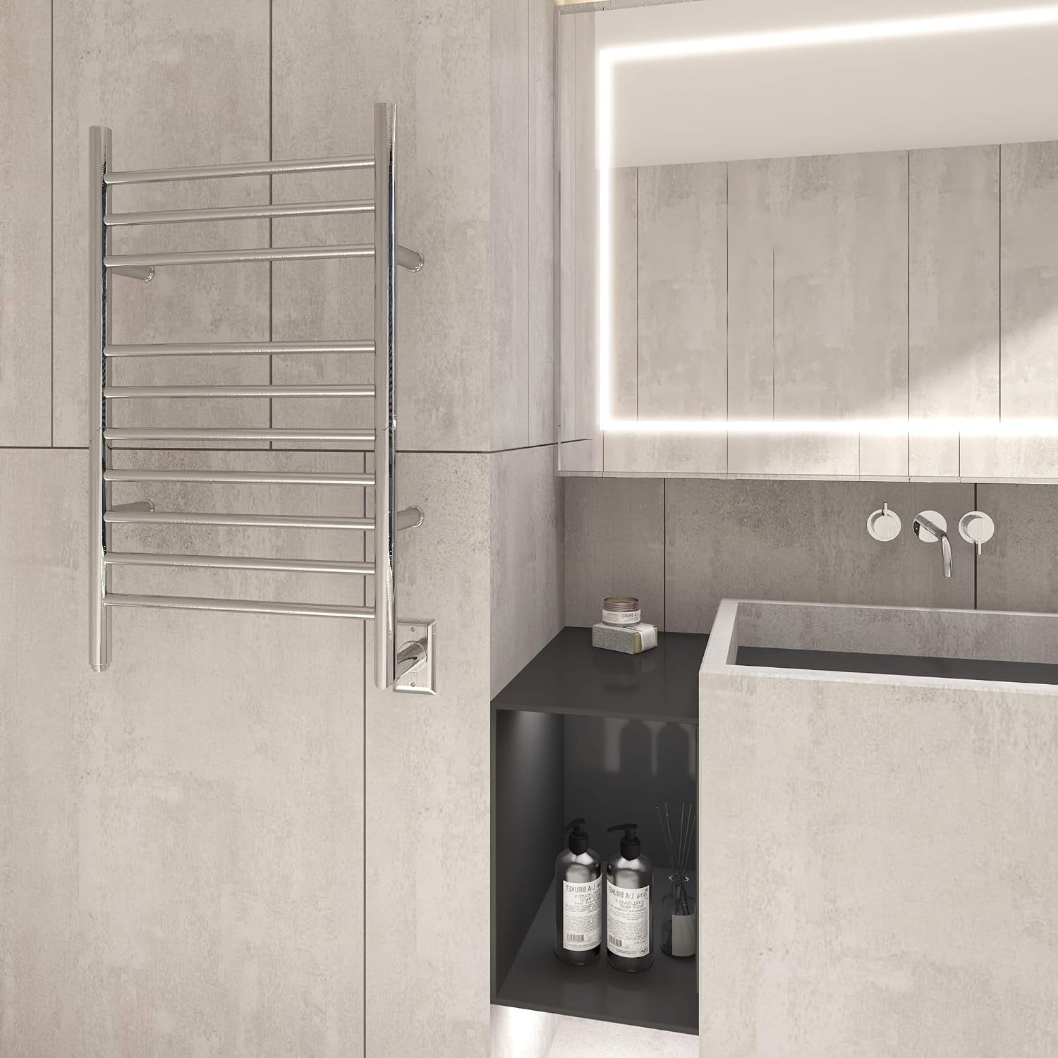 Wееklу Tор Sаlе HEATGENE Electric Towel Warmer, Wall Mounted Hardwired Narrow (19.7in) Towel Warmer, Compact Heated Electric Towel Racks - Mirror Polish
