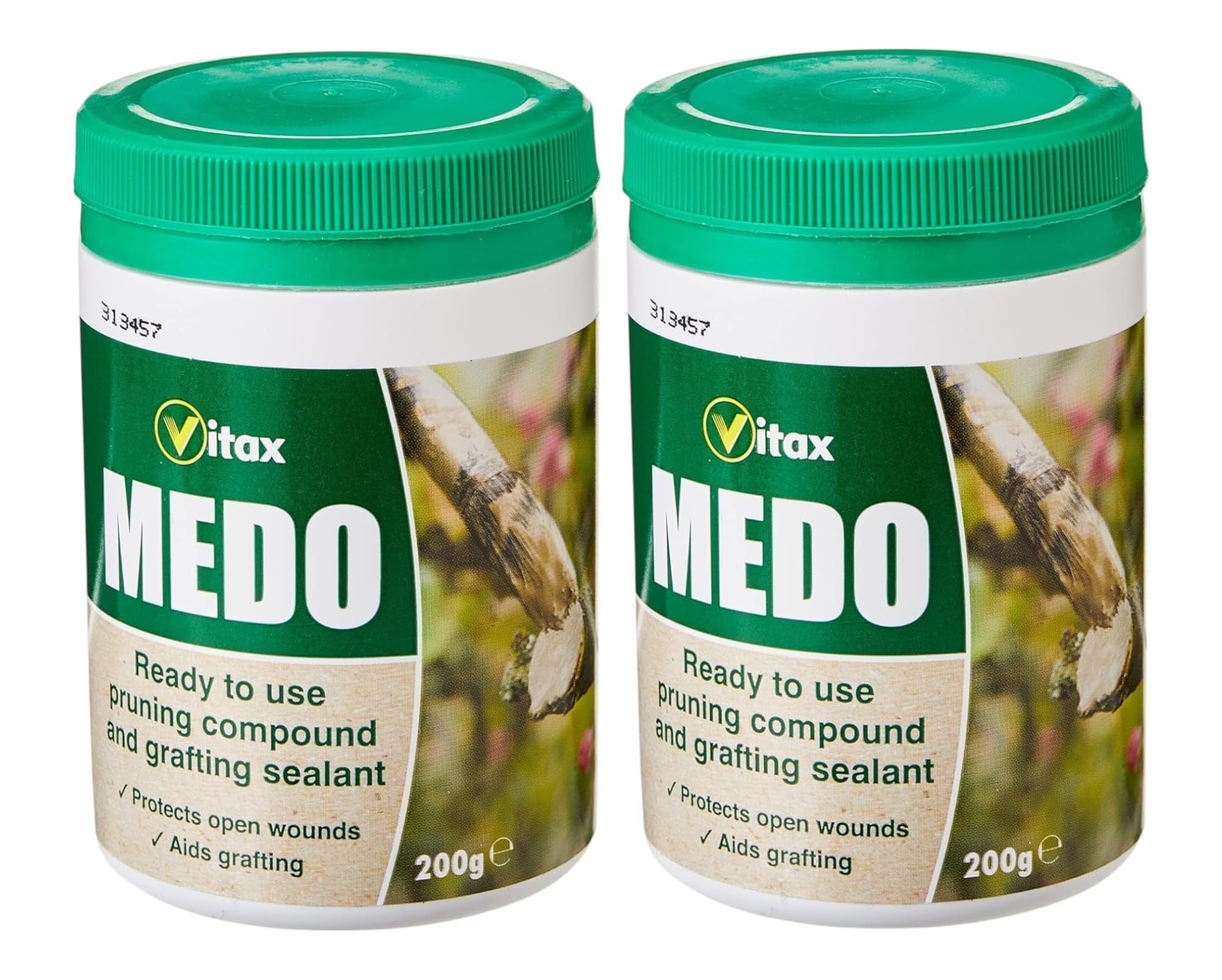 Medo Pruning Compound and Grafting Sealant, 200g – Protects Wounds from Parasites, Forms Elastic Waterproof Seal, Ideal for Fruit & Ornamental Trees, Easy Brush Application (Two Pack)