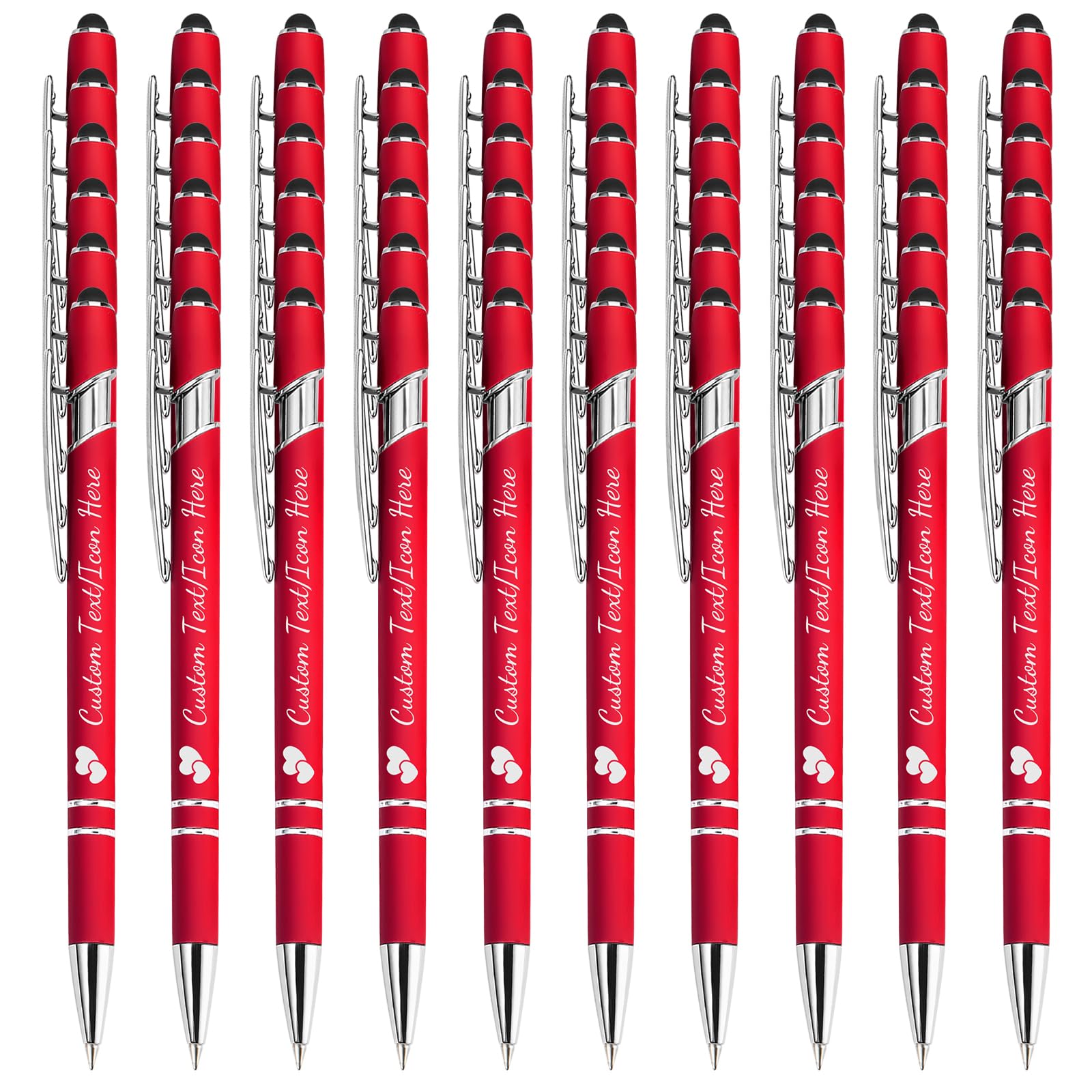 YoLLiEE Personalised Pens with Name Bulk Custom Black Ink Pens with Stylus Customised Engraved Ballpoint Pens with Logo Business Smooth Writing Medium Point Pen