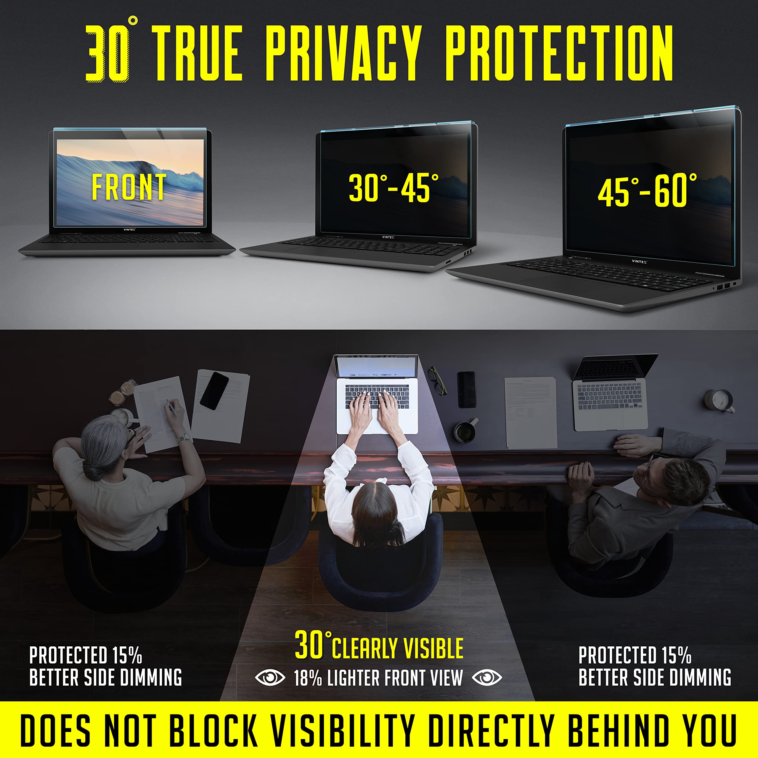 Acrylic 14 Inch Computer Privacy Screen Filter for Widescreen Laptop - Notebook - Anti-Scratch Protector Film for Data confidentiality