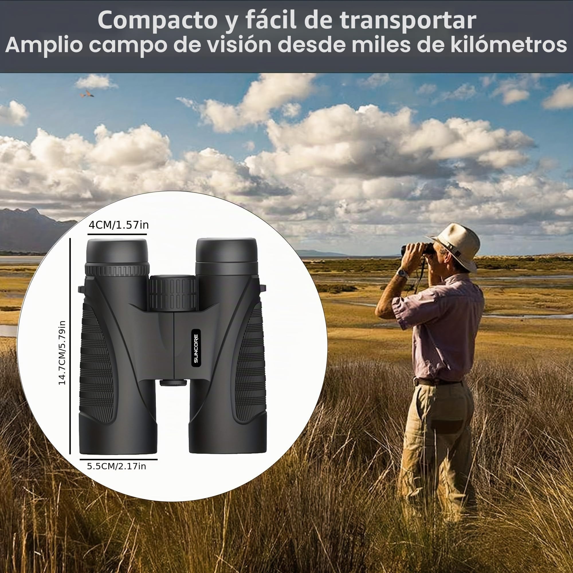 12 x 42 Binoculars for Adults,Prismas BaK4 y Lentes FMC, HD, Profesionales, Impermeables, para observación de Aves, Caza, Viajes y Actividades al Aire Libre (Shs)