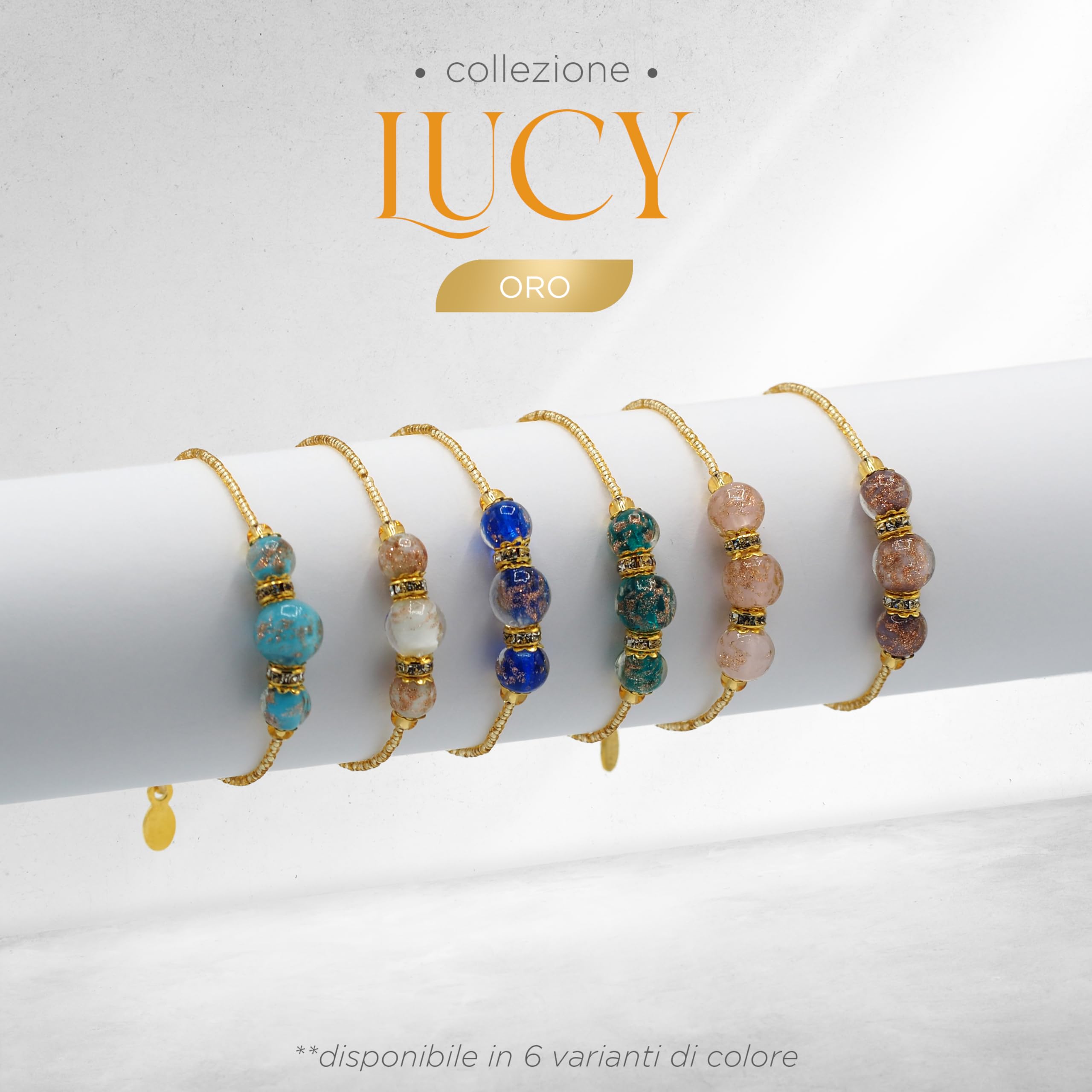 Sospiri Venezia - Bracciale da Donna con 3 Perle di Vetro Murano, Braccialetto Originale, Gioiello Ideale per Regalo, Made in Italy con Certificato