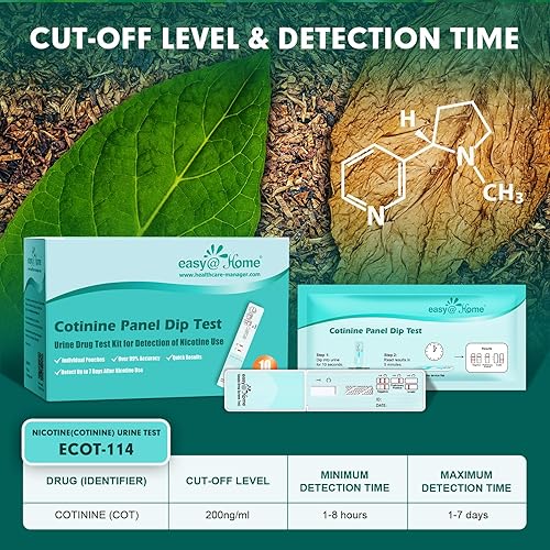 Miniatura 3 de EasyHome Tiras de prueba de orina de nicotina sensible kit de prueba rápida detección 200 ngmL paquete de 15 #ECOT-114