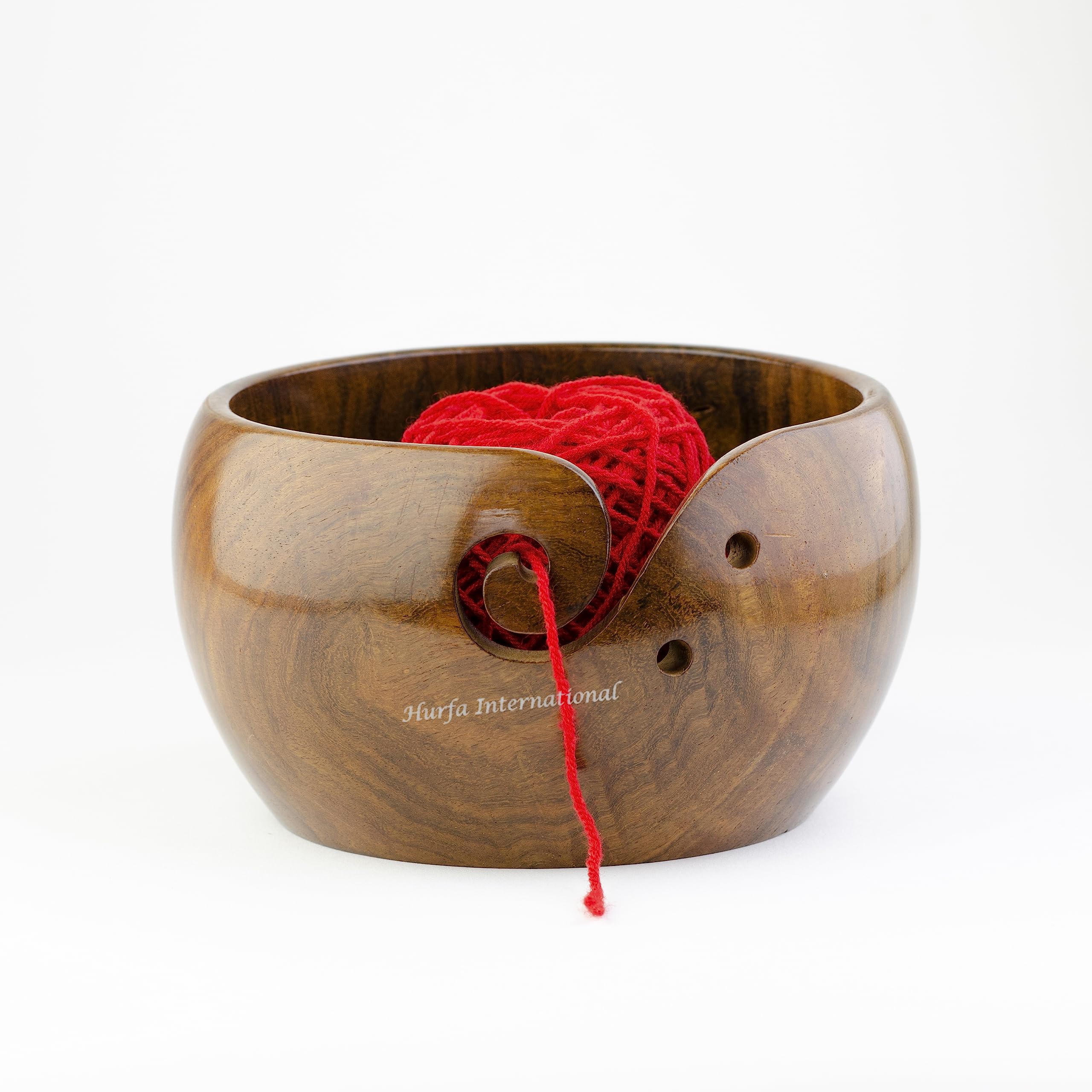 Bol à tricoter en bois fait à la main - Rangement luxe pelote