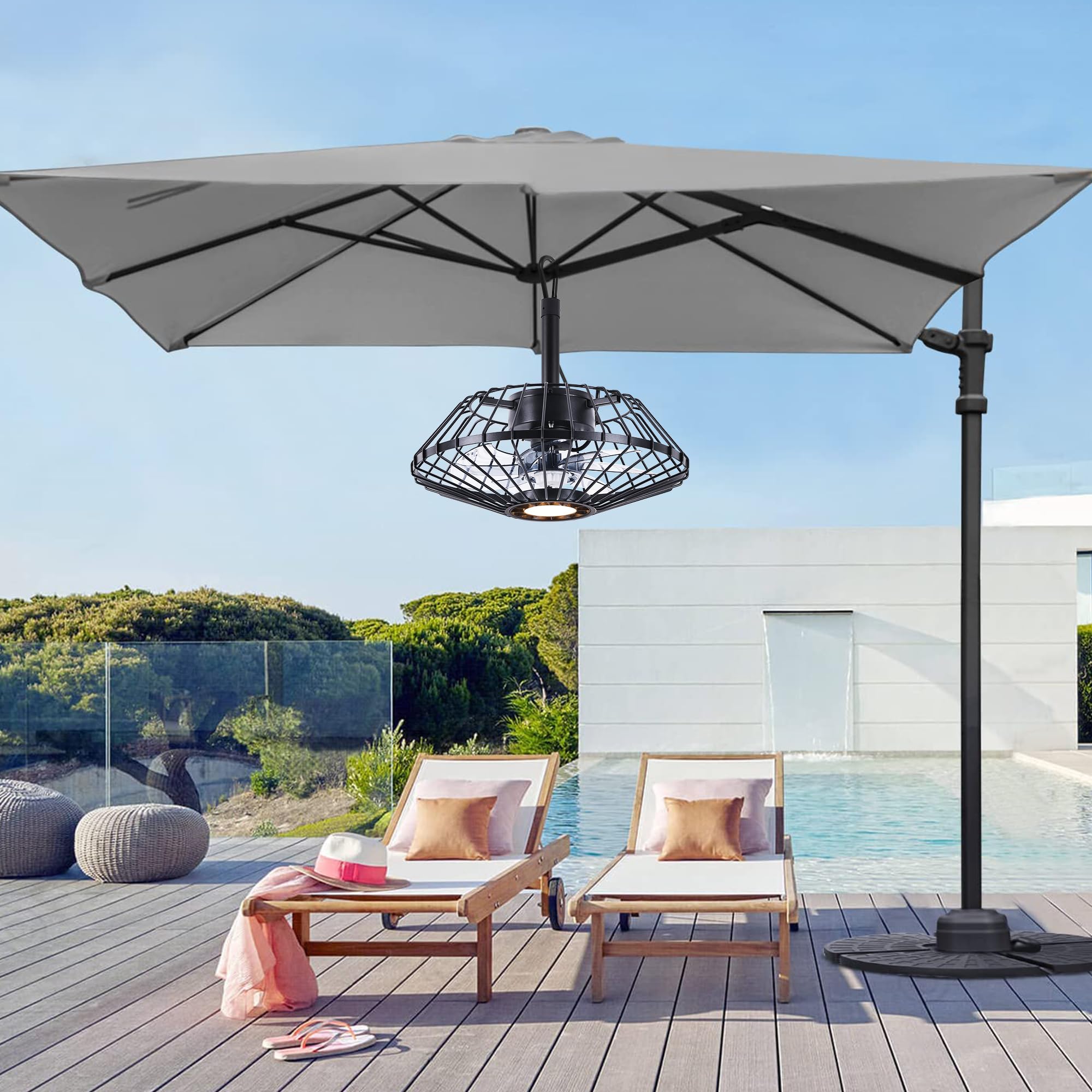 fans for patio umbrella Amazon.com: Miuyhji Outdoor Waterproof Ceiling Fans With Light Black, 15