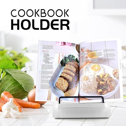 Miniatura 4 de Soporte para libro de cocina de madera para libros de cocina soporte para libros de cocina de granja - Soporte de recetas ajustable para libros de