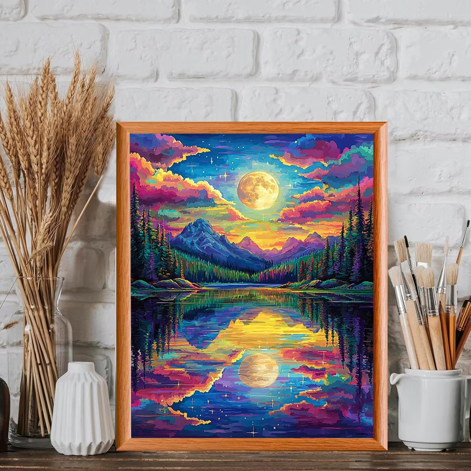 WEISHIWE Malen nach Zahlen Erwachsene Mondlandschaft, 70x90cm x-1103