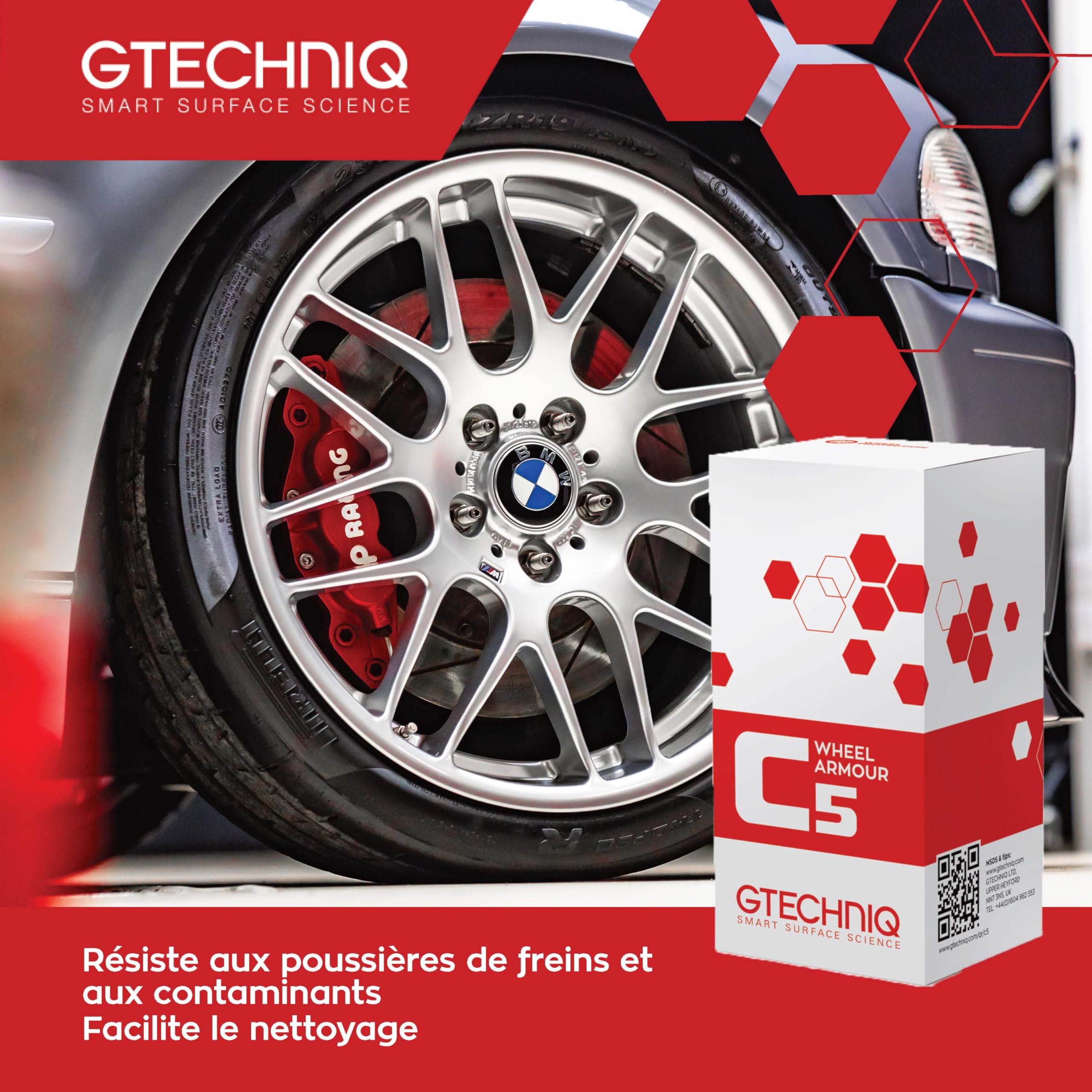 Gtechniq C5 Wheel Armor 30ml - Protection céramique Jantes Hautes Performances, Repousse Les poussières de Freins et la saleté, protège Vos Jantes, Nettoyage facilité - Effet Durable jusqu'à 2 Ans