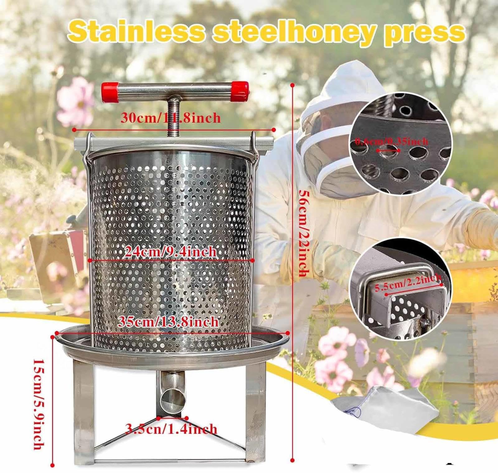 extracteur de cire d'abeille pressoir à miel pressoir à fruits manuel matériel extracteur presse à miel en nid d'abeille pour restaurant cuisine hôtel