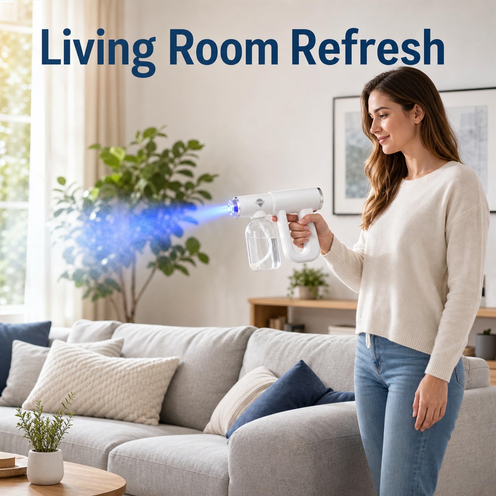 Nano Spray Machine Blue Ray Nebulizzatore a pistola, nebulizzatore portatile senza fili e ricaricabile ULV, spray fine per casa, salone, ufficio e uso in viaggio, soluzione ricaricabile a base d'acqua