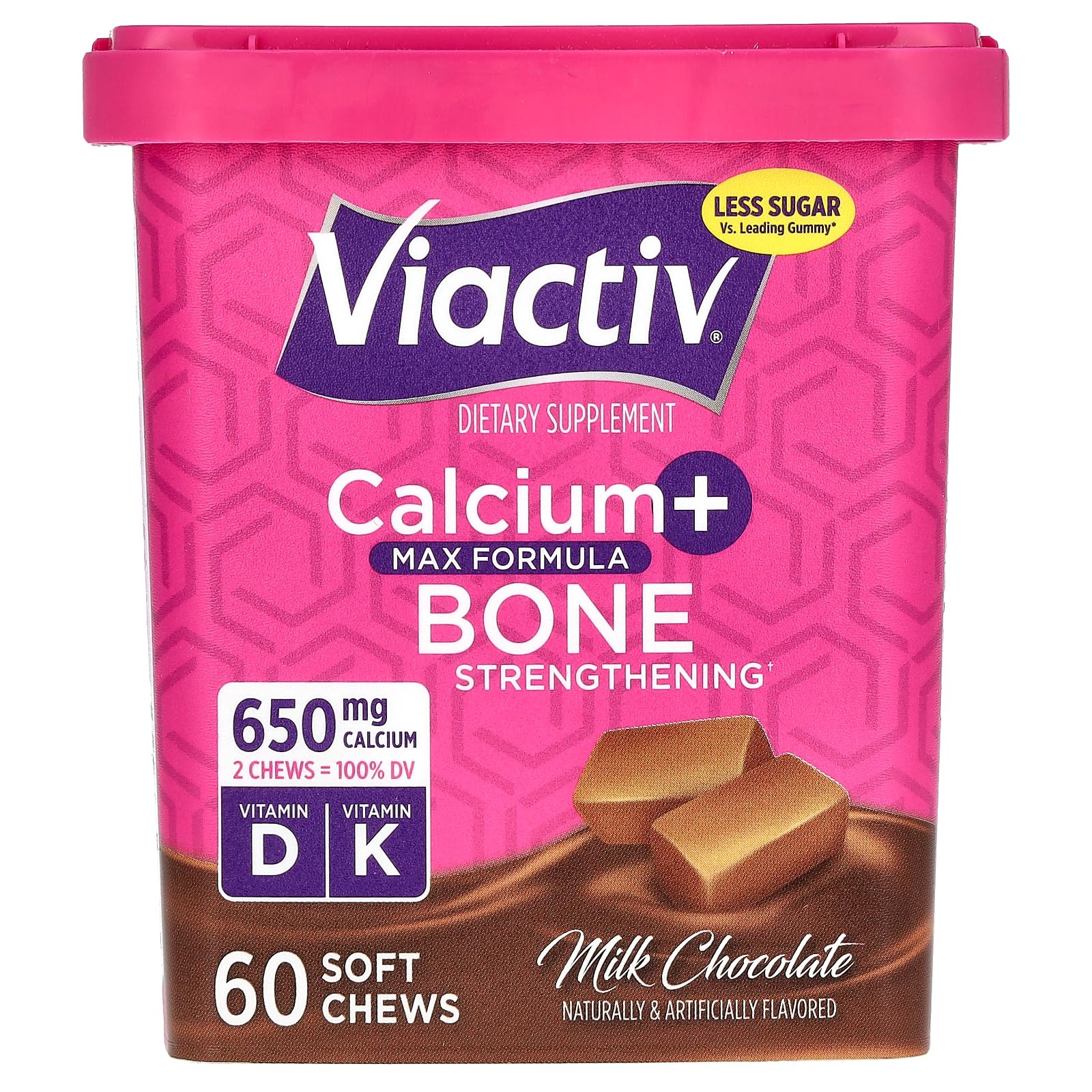Viactiv Calcium +Vitamin D3 Supplement Soft Chews, Milk Chocolate, 60 Chews - Calcium Dietary Supplement for Bone Health