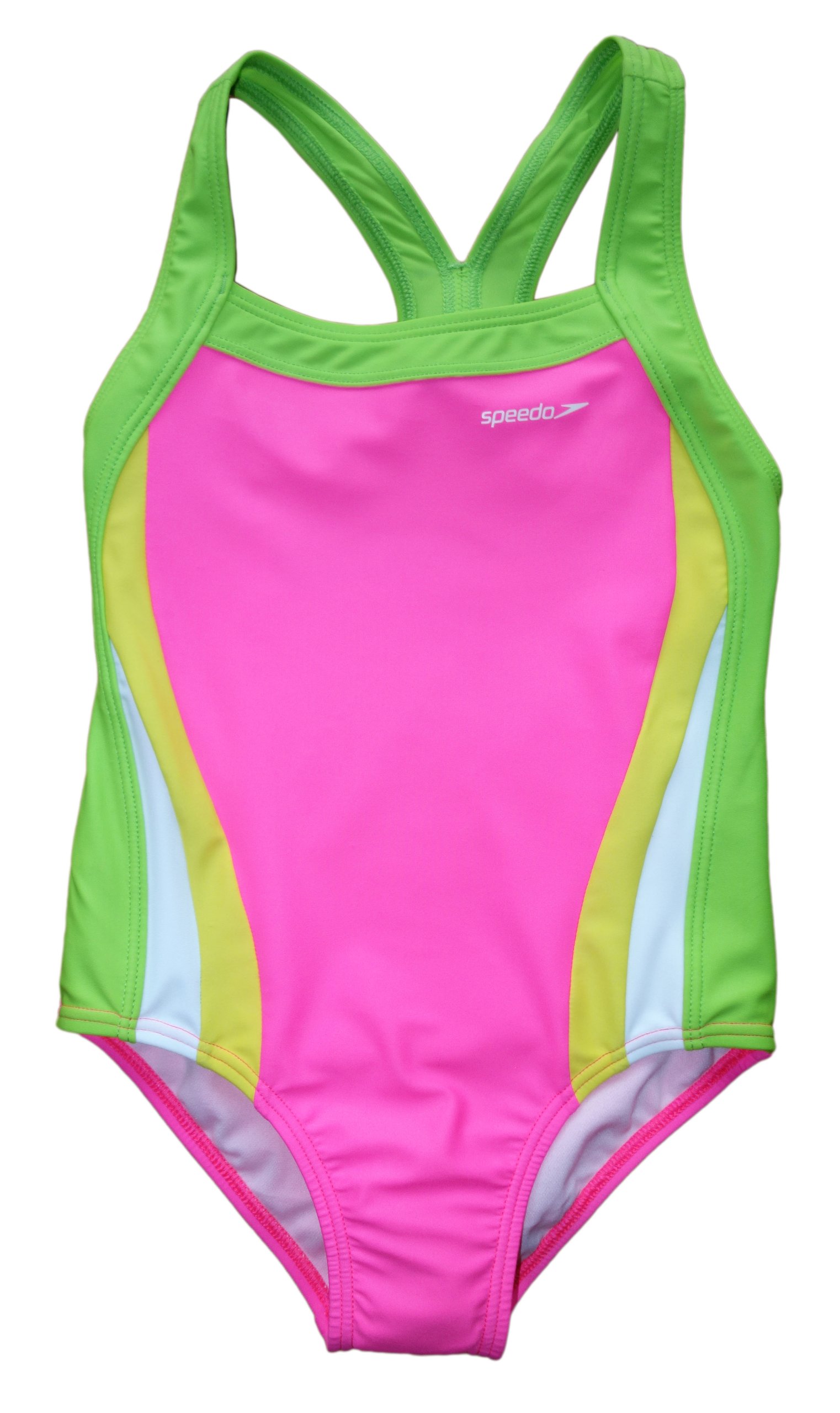 Speedo Girls 5-14 Neon Pink Keyhole Splice One Piece Swimsuit
