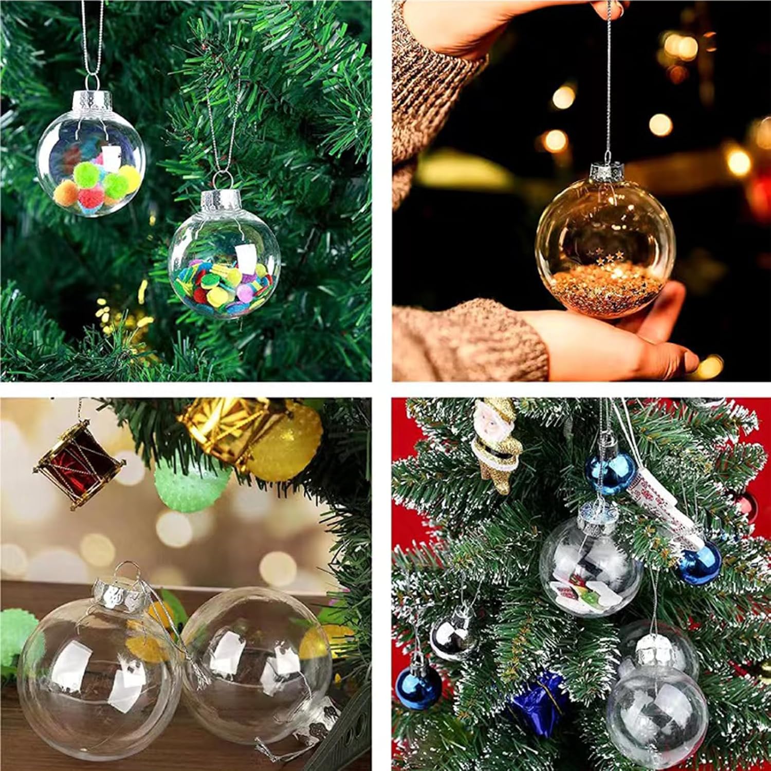 12 Pcs DIY Clear Plastic Fillable Balls Ornament,2.36Inch Christmas Balls
