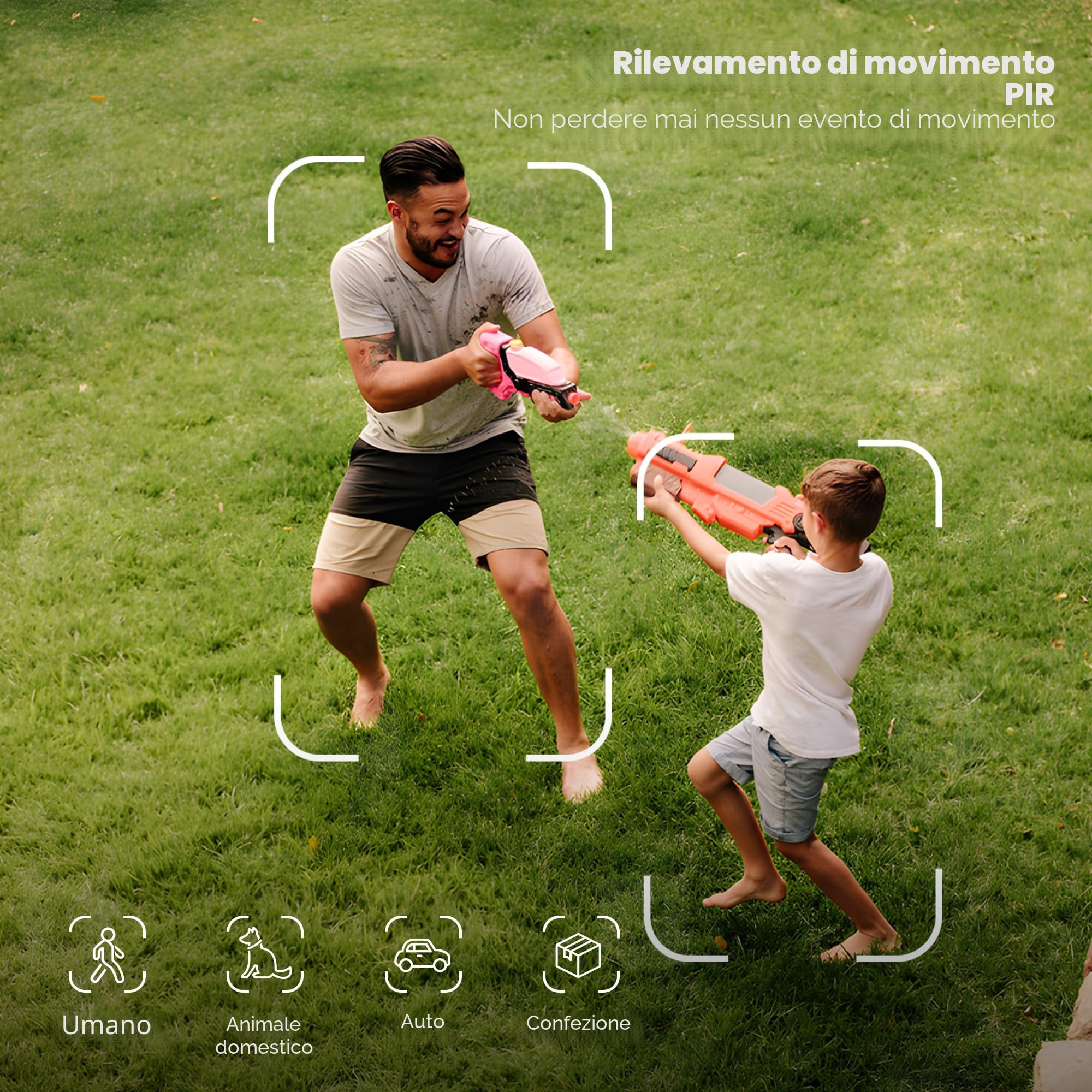 YUPBOE 2Pack Telecamera WiFi Esterno Senza Fili: 2K Telecamera Wi-Fi Esterno Batteria 360° PTZ Telecamera Esterna con Pannello Solare Fotocameras di Sorveglianza Solare PIR Visione Notturna a Colori