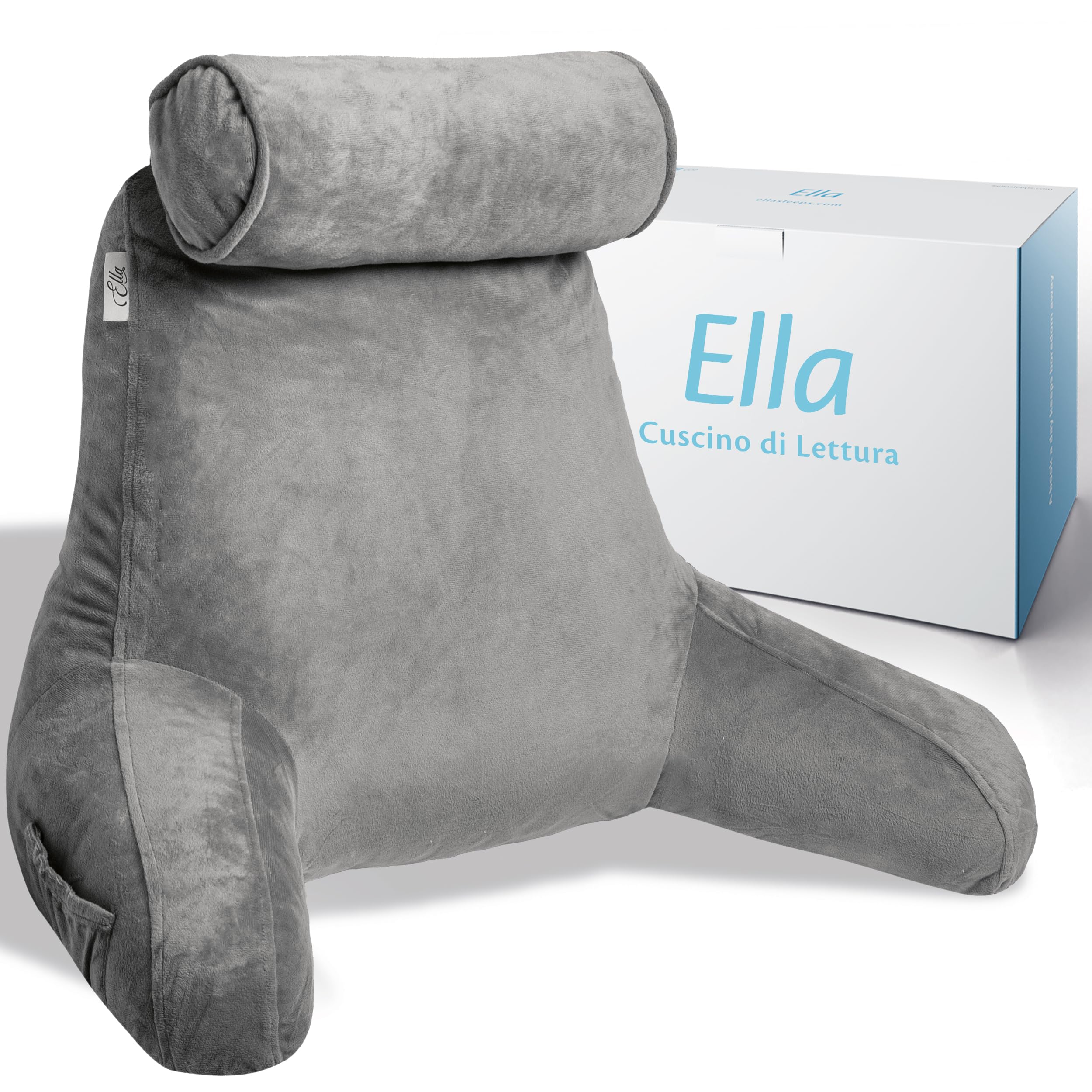 Cuscino Da Lettura Con Braccioli E Paranuca - Morbido Schienale Per Letto E Divano, Blu - Foto 9