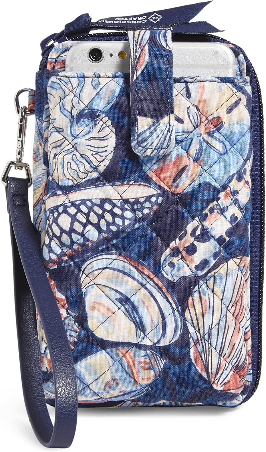 Vera Bradley Women's Cotton Smartphone Wristlet With RFID Protection, Morning Shells - Recycled Cotton, One Size: Handbags: 