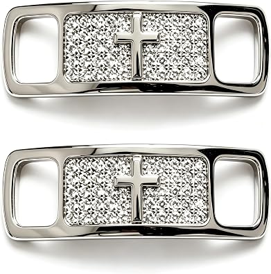 Zigvert Bling Diamond Shoe Lace Tag, Silver Hip Hop Stylish Shoe Decoration Charms, Shoelaces Buckle for Sneakers, Boots, Runners,1 Pair