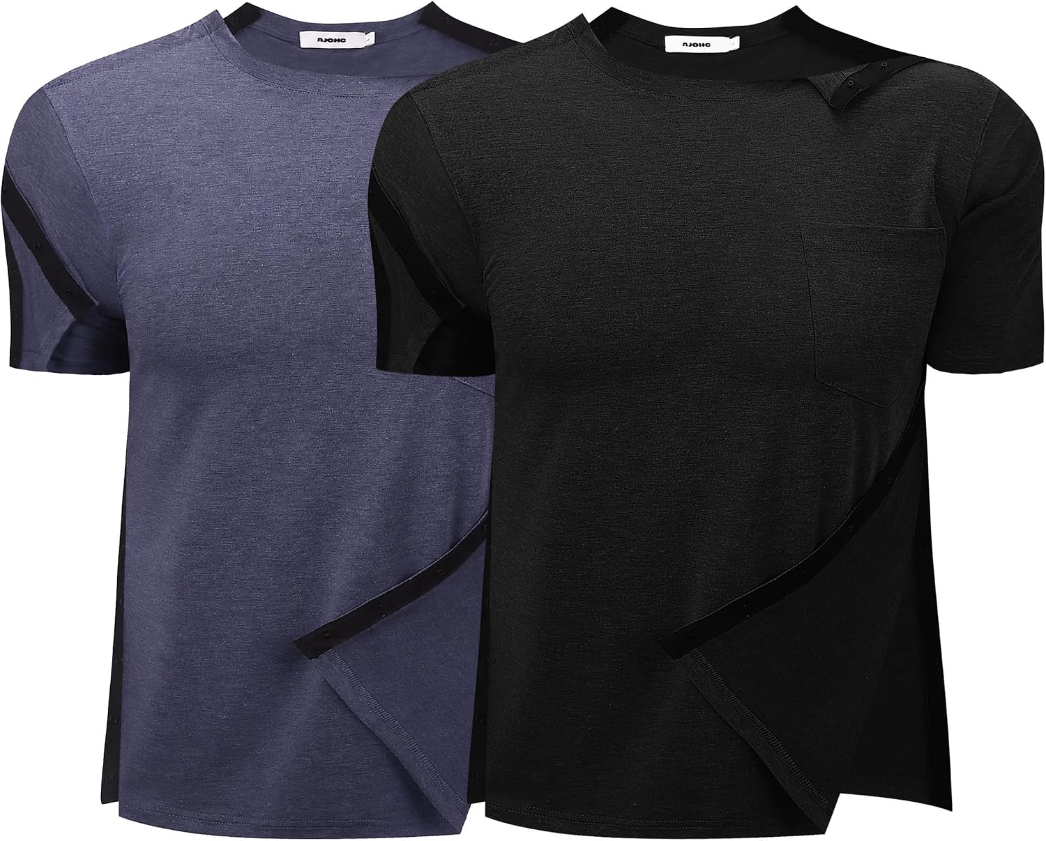 Post Shoulder Surgery Recovery Shirts for Men - Tear Away Snaps Adaptive Chemo Port & Rotator Cuff Shirt Short Sleeve