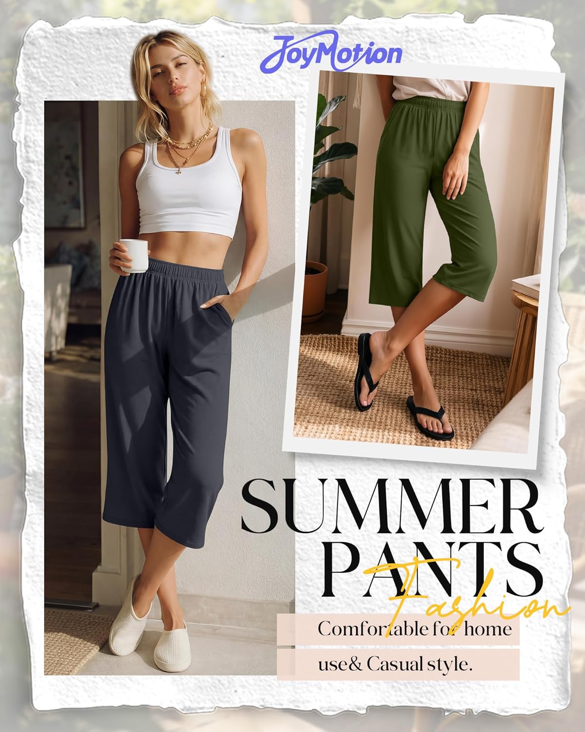 4 Pack Women's Capri Pants Wide Leg Yoga Sweatpants Lounge Loose Fit Cropped Joggers with Pockets