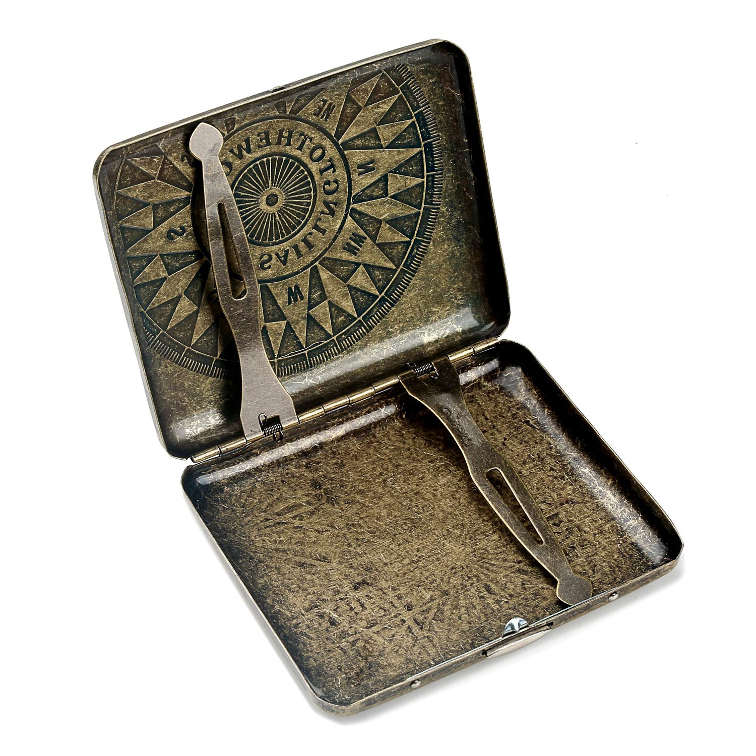 Caja de cigarrillo de acero inoxidable, dibujo de alambre niquelado, caja de almacenamiento para 20 cigarrillos Y6