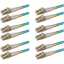 SpeedyFiberTX 6-Pack 1 Foot Multimode 10G OM3 50/125 Fiber Optic Patch Cable, Duplex LC to LC, Aqua Riser OFNR Cable Jacket
