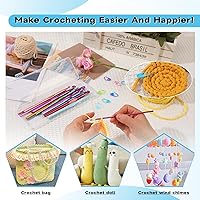 Vista 6 de Mayboos Juego de 35 ganchos de ganchillo, mango ergonómico de aluminio coloreado, agujas de tejer de ganchillo para hilo artesanal