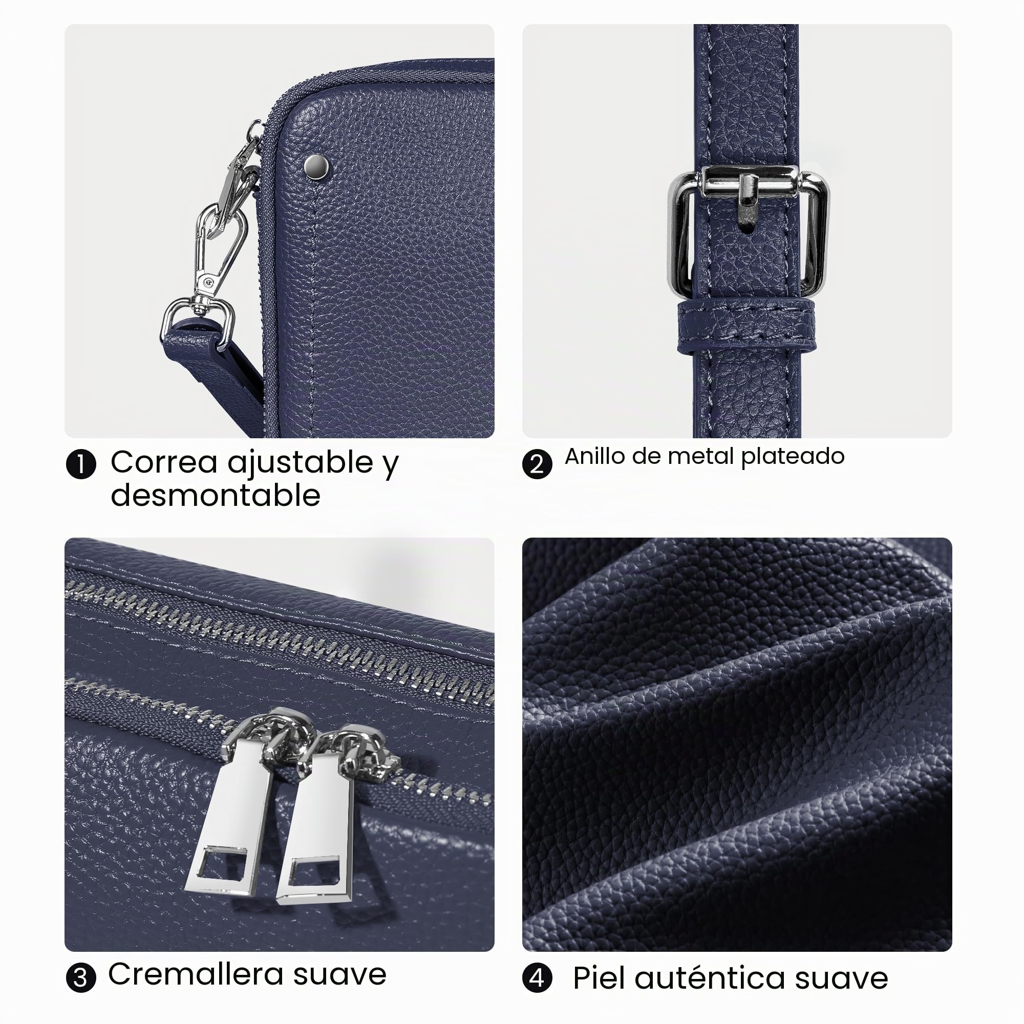 befen Bolso cruzado de piel auténtica para mujer, con bloqueo RFID, bolsa de hombro pequeña para mujer, bolsos de mano con ranuras para tarjetas