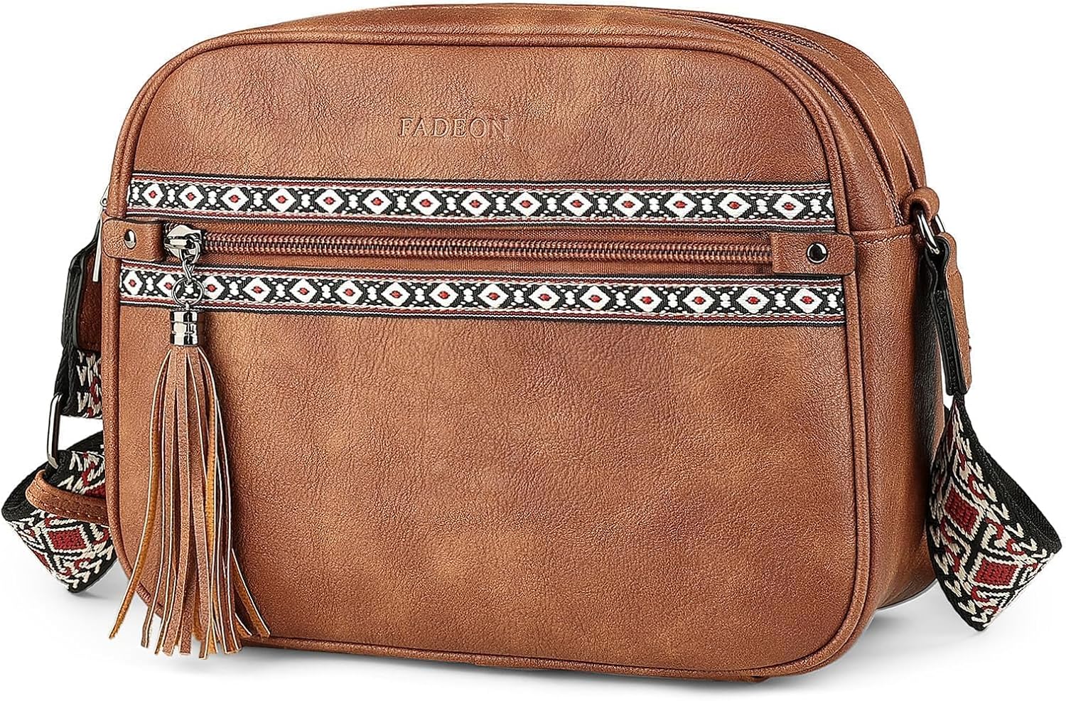 FADEON Crossbody Bags for Women Designer Vegan Leather Crossbody Purse Multi-pocket Medium Shoulder Bag with Card Slots