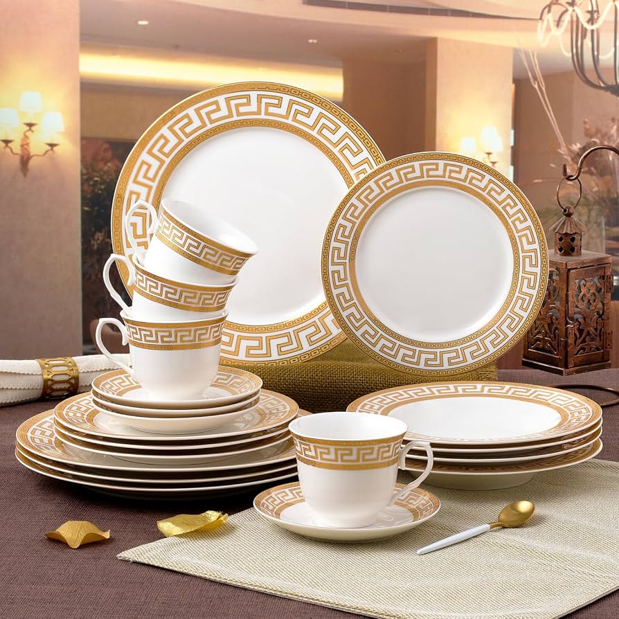 Amazon.com | Euro Porcelain Vintage Gold 20 piece Dinnerware Dish Amazon.com | Euro Porcelain Vintage Gold 20 piece Dinnerware Dish