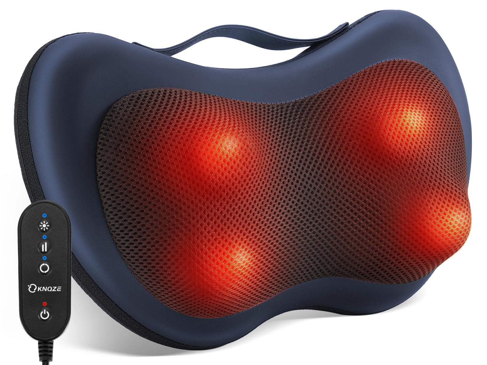 KNQZE Massaggiatore per collo con funzione di calore, massaggiatore Shiatsu con testine massaggianti rotanti 3D, cuscino massaggiante per collo, spalle e schiena, massaggiatore per la schiena, per