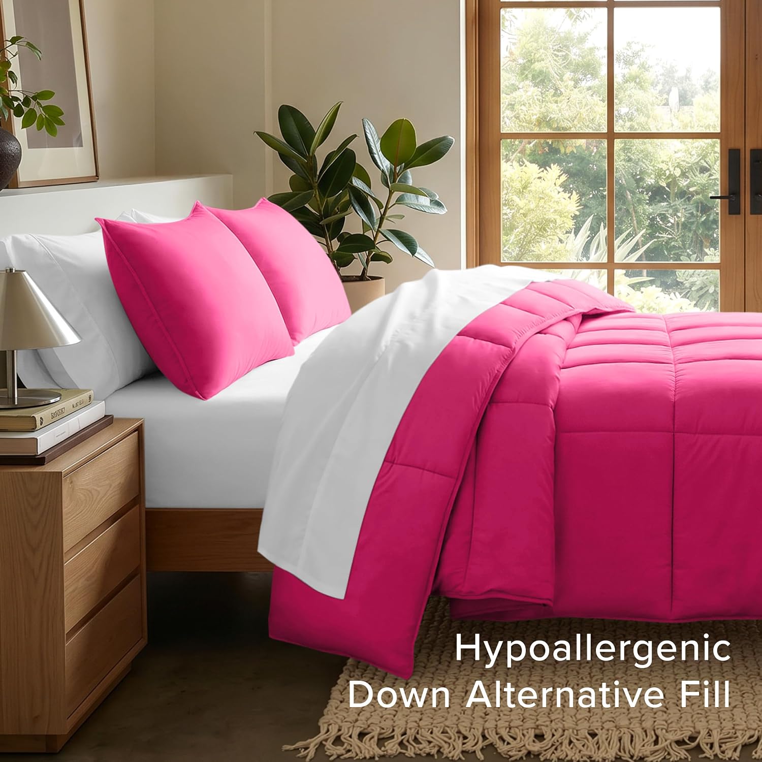 Bare Home Kids Comforter Set - Twin/Twin Extra Long Size - Ultra-Soft - Goose Down Alternative - Premium 1800 Series - All Season Warmth (Twin/Twin XL, Pink) thumbnail