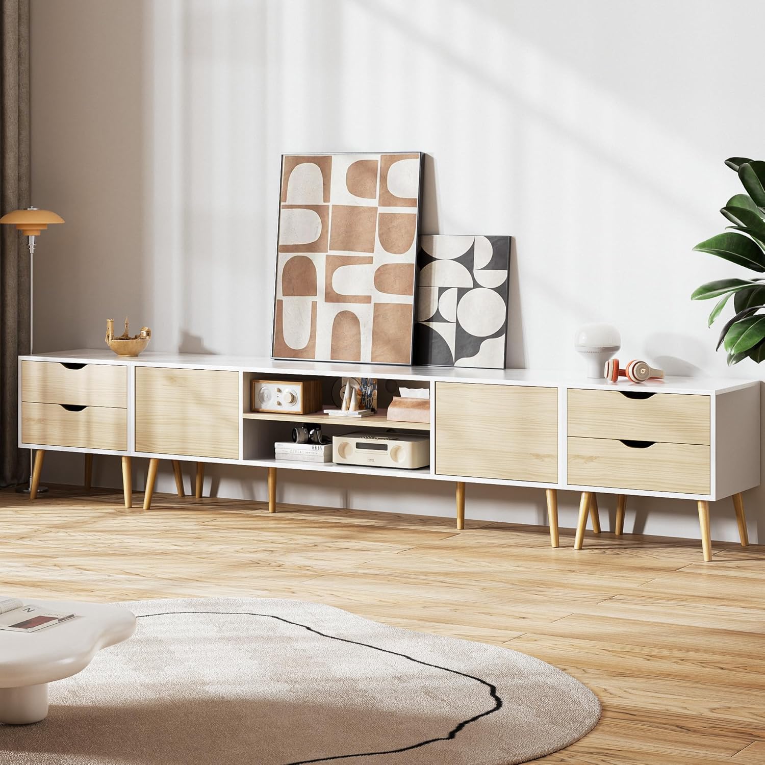 TV Stand for TVs up to 100 Inch, Entertainment Center for 85 95 100 inch TV Console Table with 2 Storage Cabinets and 4 Drawers for Living Room Bedroom - Image 4