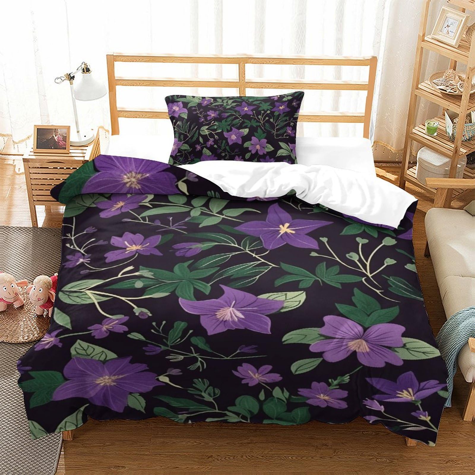 Housse de couette avec fermeture éclair les roses parure de lit 2 pièces 135x200