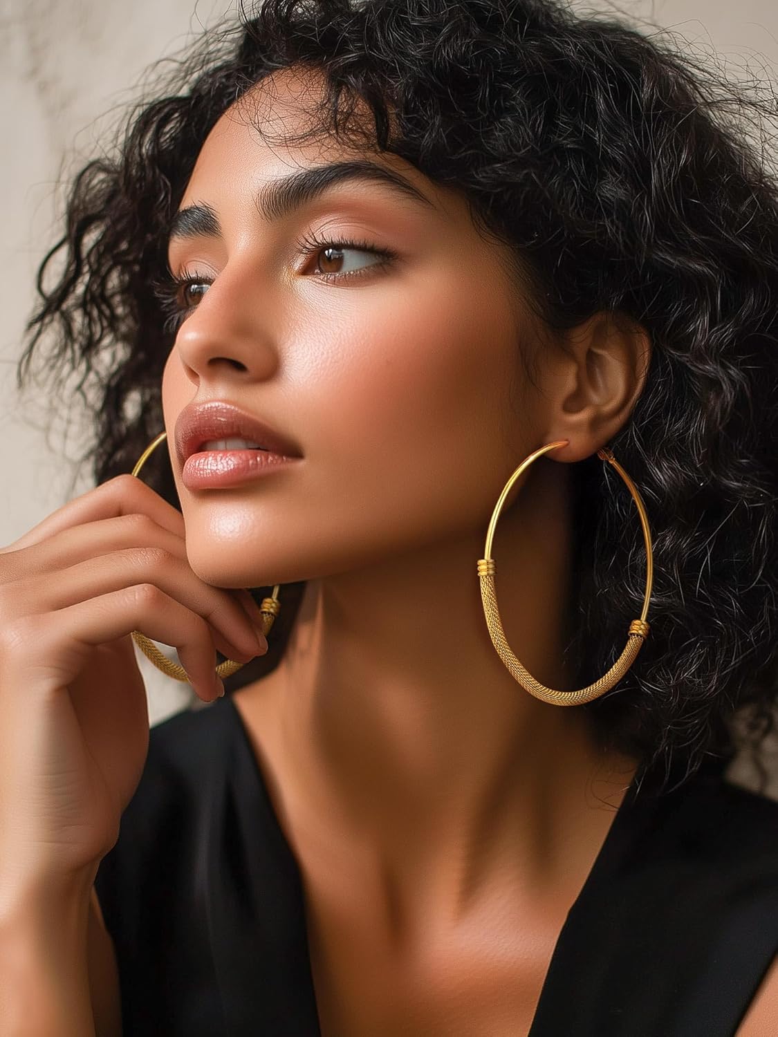 PROSTEEL 30/40/60/80/100mm Chunky Hoop Earrings For Women Gold Plated/Black Stainless Steel Hoops Earrings Statement Jewelry - Image 2