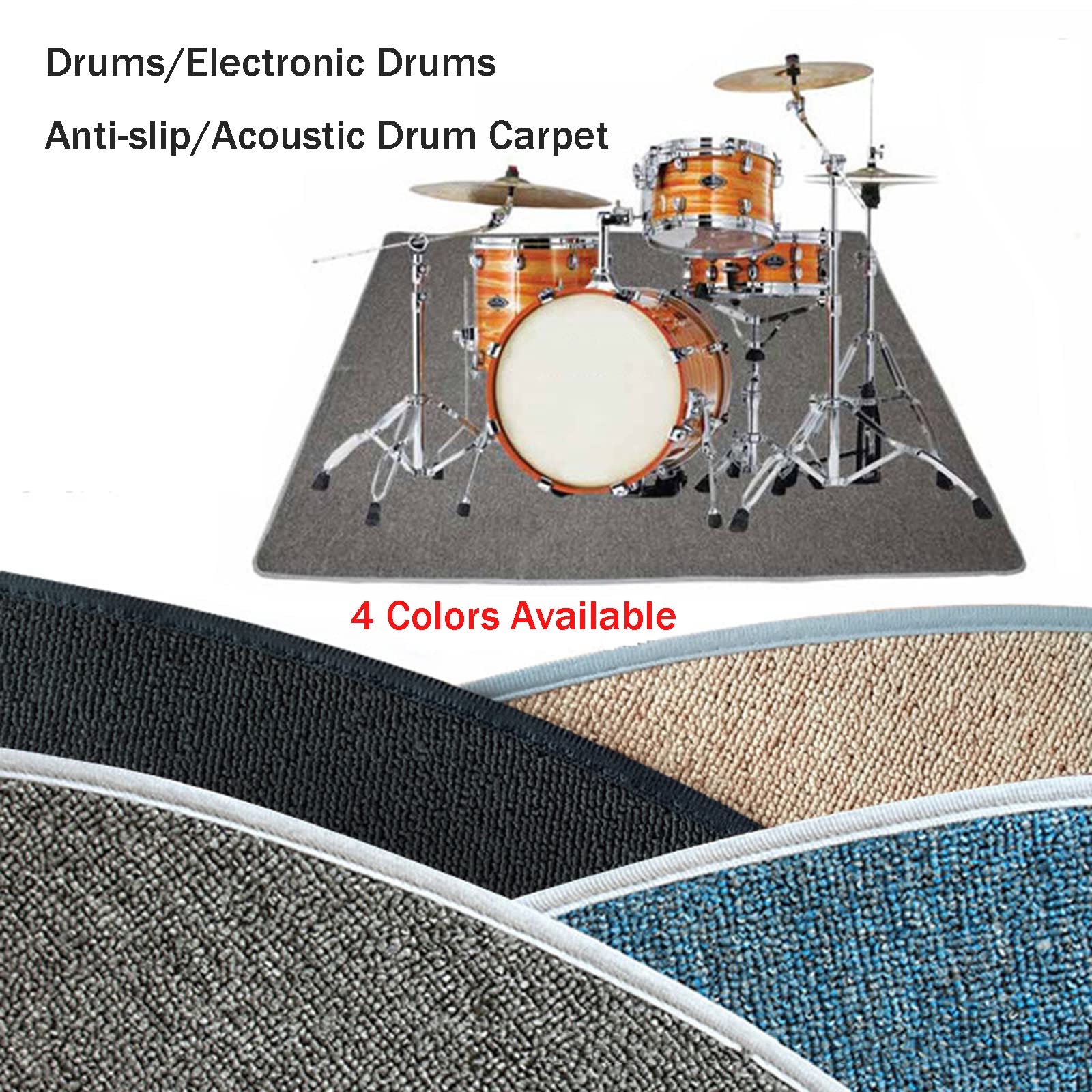 Tappeto Fonoassorbente Batteria, Tappeto per Batteria 200x160 cm, Tappeto Isolante Acustico Pavimento, Tappetino Insonorizzato Antiscivolo per Grancassa Rullante Tamburo Jazz Tappetini(Color:Nero)