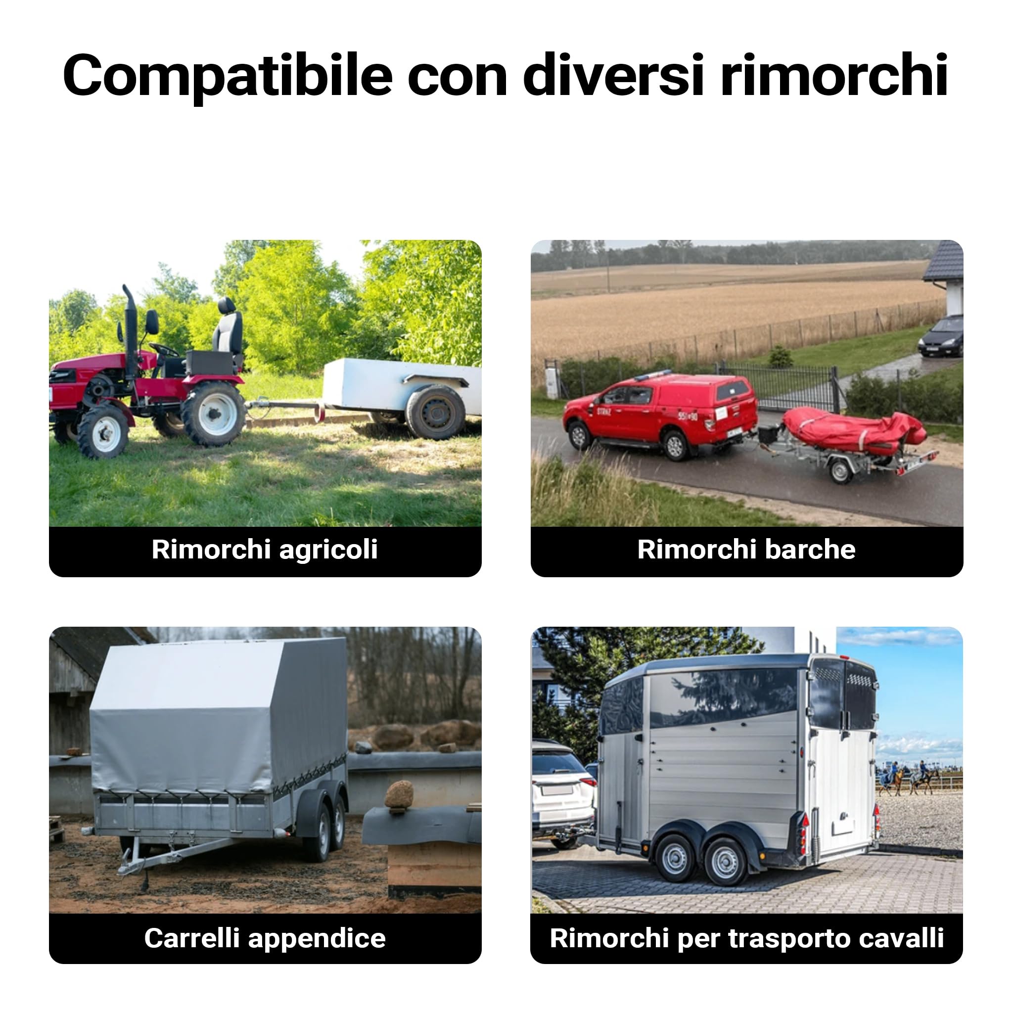 Wiltec Servotimone con ruota di appoggio doppia, portata 200 kg, supporto per rimorchio con pneumatici gonfiabili, ruotino di appoggio, altezza regolabile 66-86 cm, per rimorchi e caravan