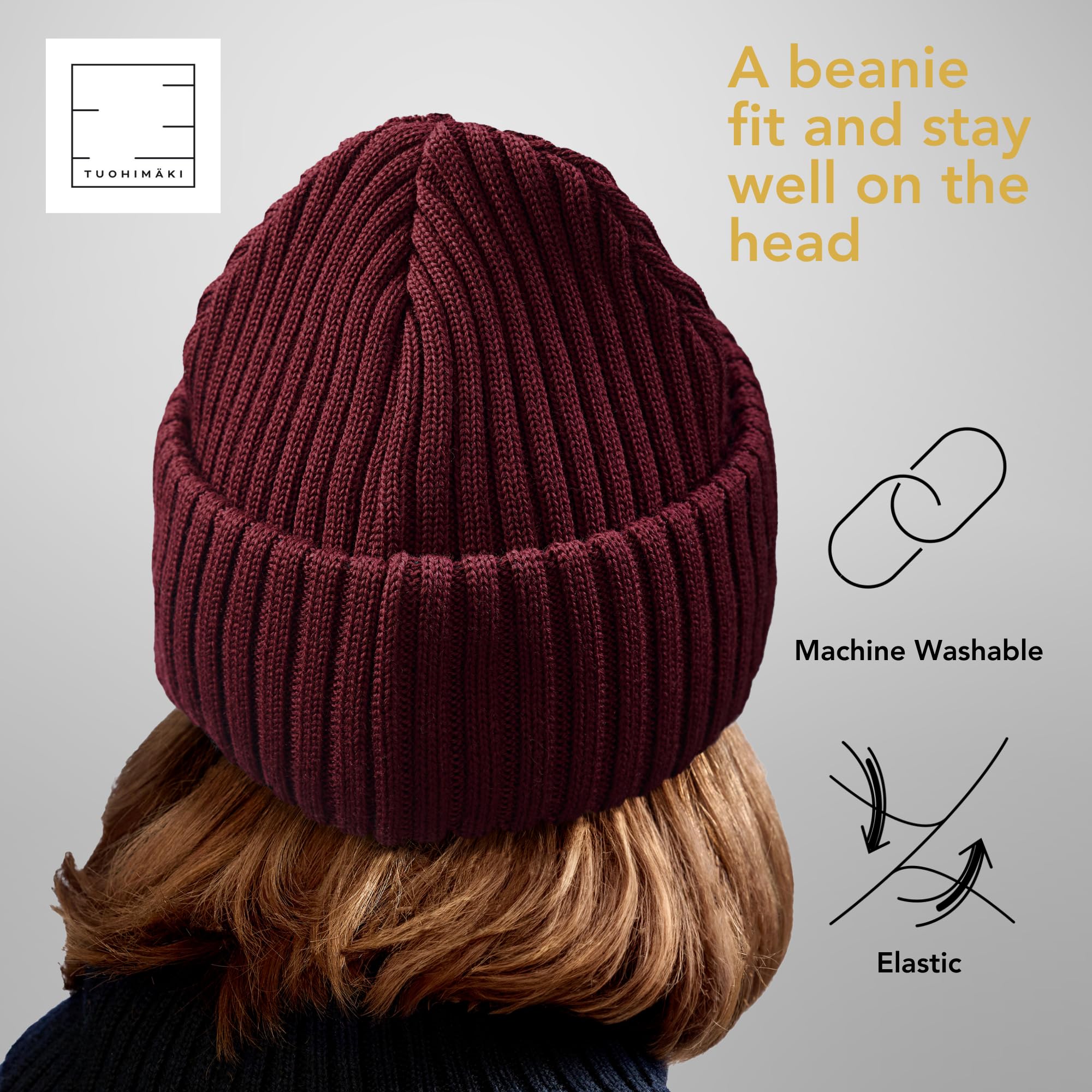Czapka z 100% wełny merynosowej – Wykonana w Finlandii – Czapka beanie dla mężczyzn i kobiet – Ciepła czapka zimowa dla mężczyzn – Miękka czapka zimowa dla kobiet – Czarna premium czapka