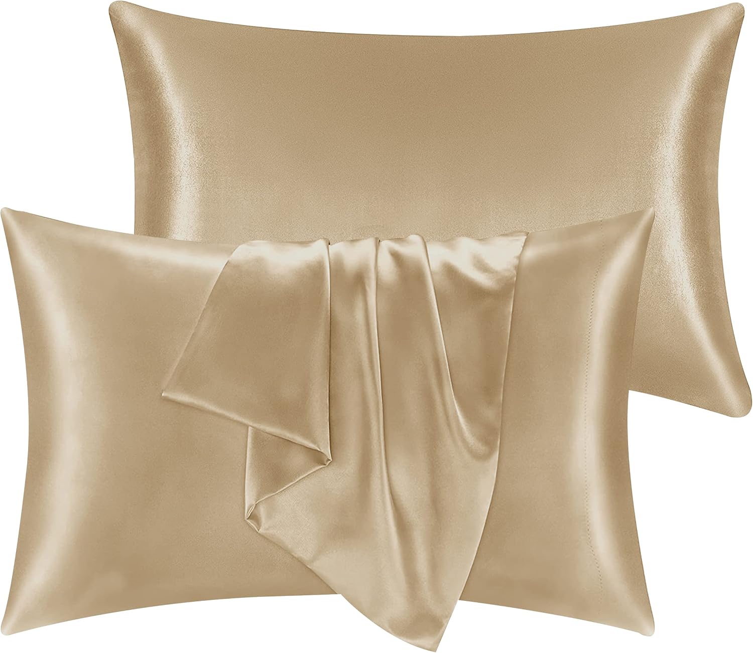Moonlight Bedding Satin Pillowcases 2 Pack Champagne Silk Pillowcase