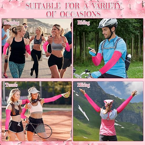 Miniatura 6 de Zhehao 24 pares de mangas de compresión para brazo para concientización sobre el cáncer de mama, manga deportiva para béisbol, fútbol, mujeres y