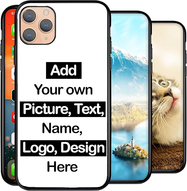 Personalised Phone Case for iPhone 11, Add Your Text, Picture, Designs, Business Logo on This Shockproof TPU Bumper back Cover Customised Gift idea for Birthday, Wedding, Anniversary, Special Moments