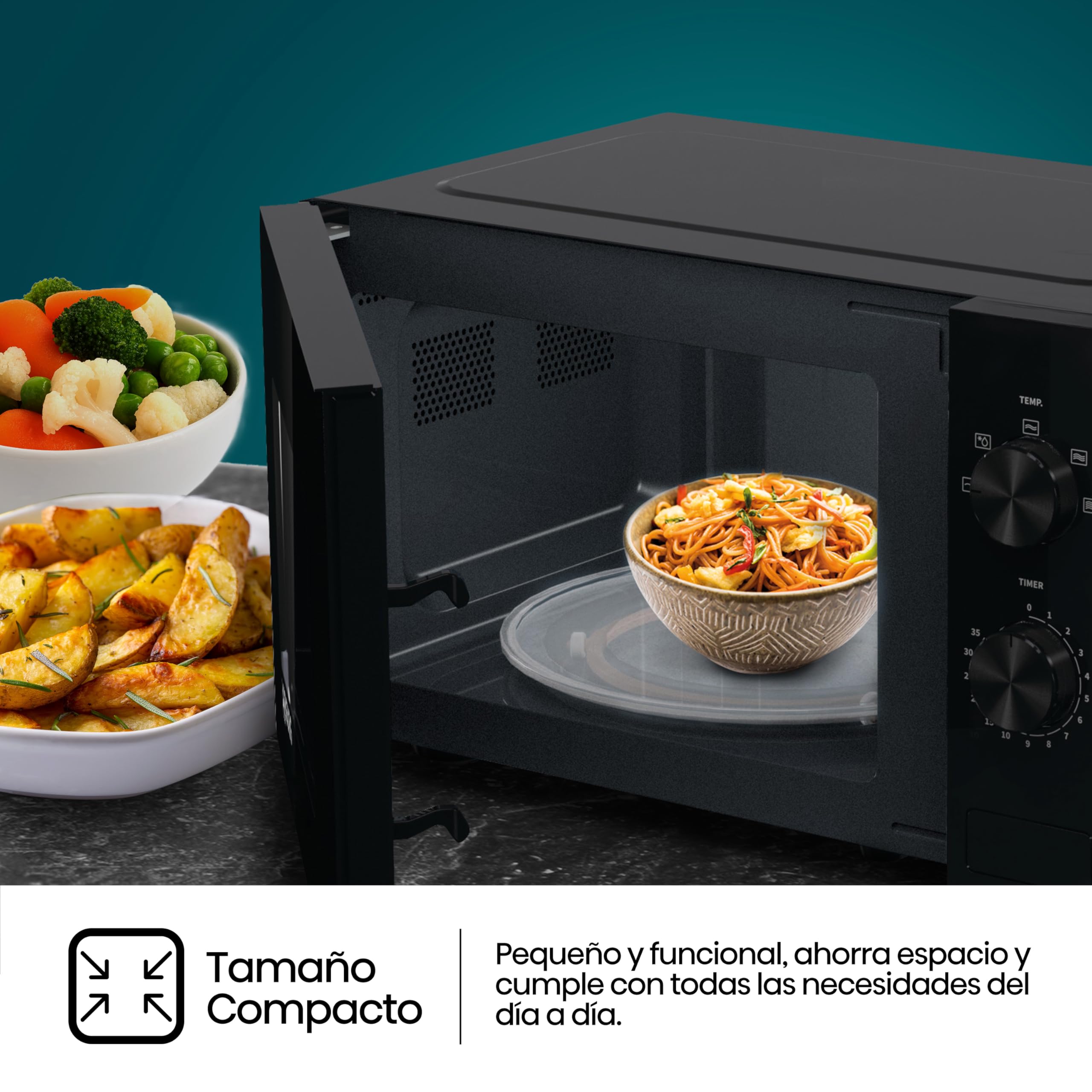Hisense H20MOBP1, Microondas, Capacidad de 20 L, 700 W de Potencia, Temporizador 30 Min, Modo Descongelar, Tirador, Estándar, Color Negro