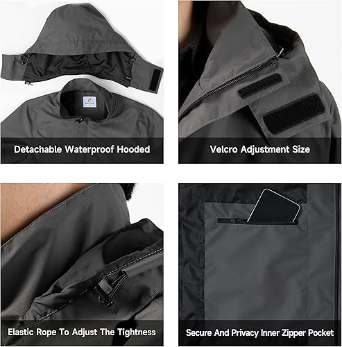 Miniatura 5 de Chaqueta impermeable ligera para hombre con capucha para exteriores, para senderismo, viajes
