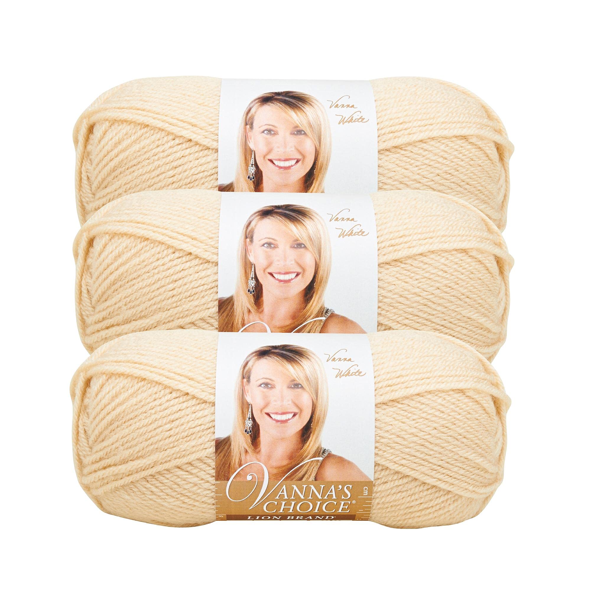 Lion Brand Yarn, Vanna's Choice Crochet Yarn, Beige, Brown, 3 Pack