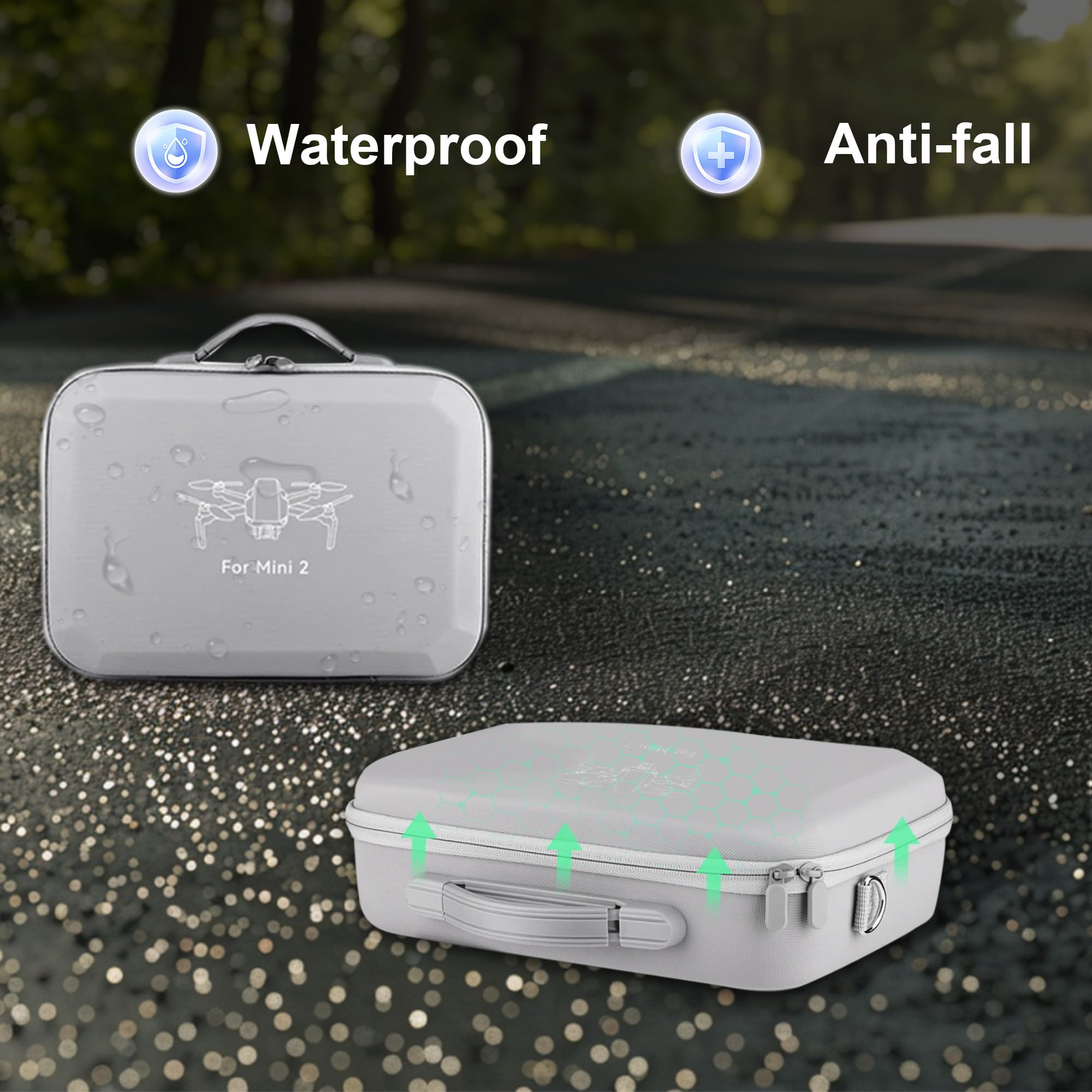 O'woda Custodia per DJI Mini 4K/ Mini2/ 2 SE, Borsa Rigida Viaggio Protettiva Grande Capacità Borse Impermeabile per DJI Mini 4K/ Mini2/ 2 SE Droni Accessori - Grigio