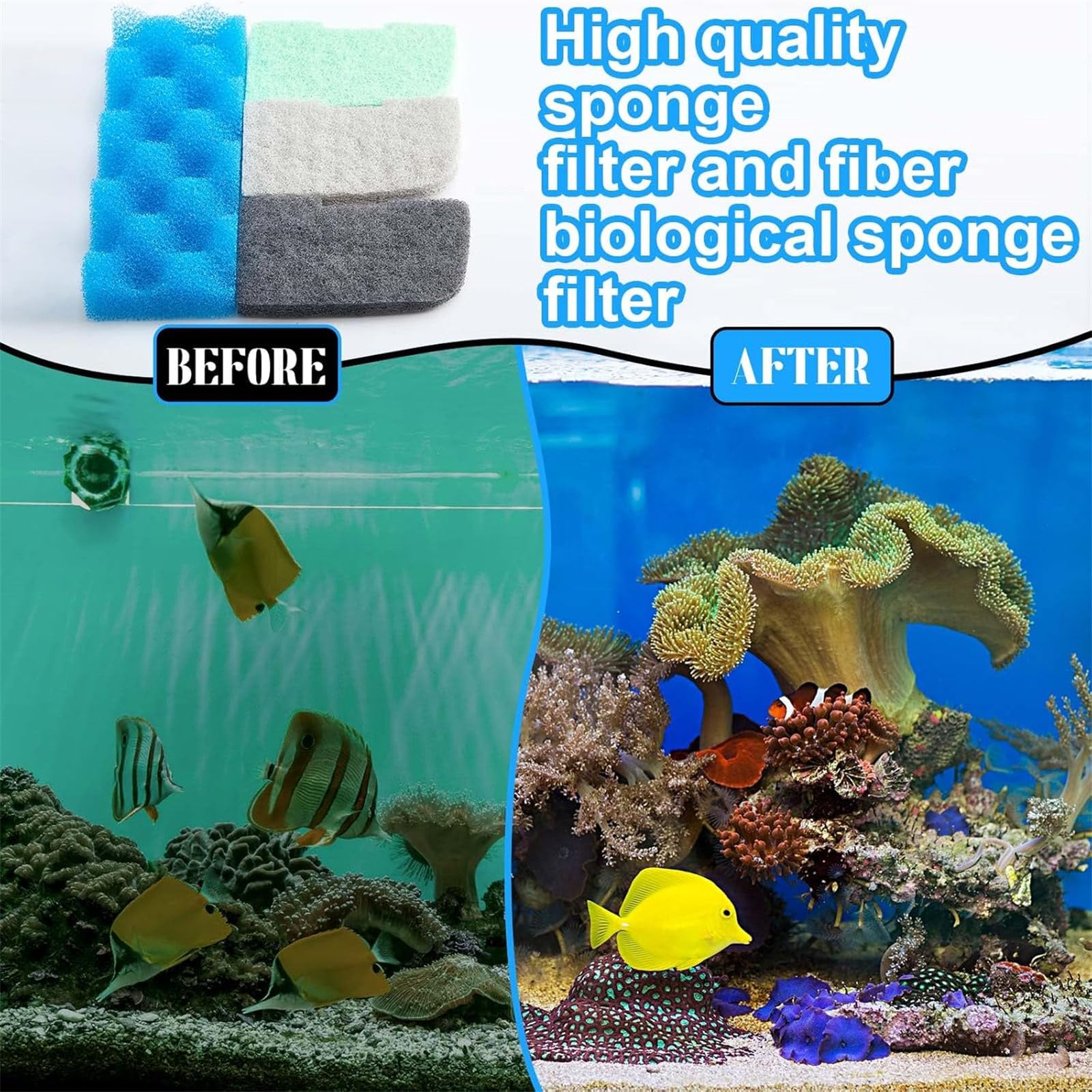 Almohadillas de Repuesto para Filtro de Recipiente de Acuario para Sistemas 306 307, Juego de Medios de Esponja de Espuma para Mantenimiento con tamaños de Almohadillas Mixtas y Uso de Cuidado
