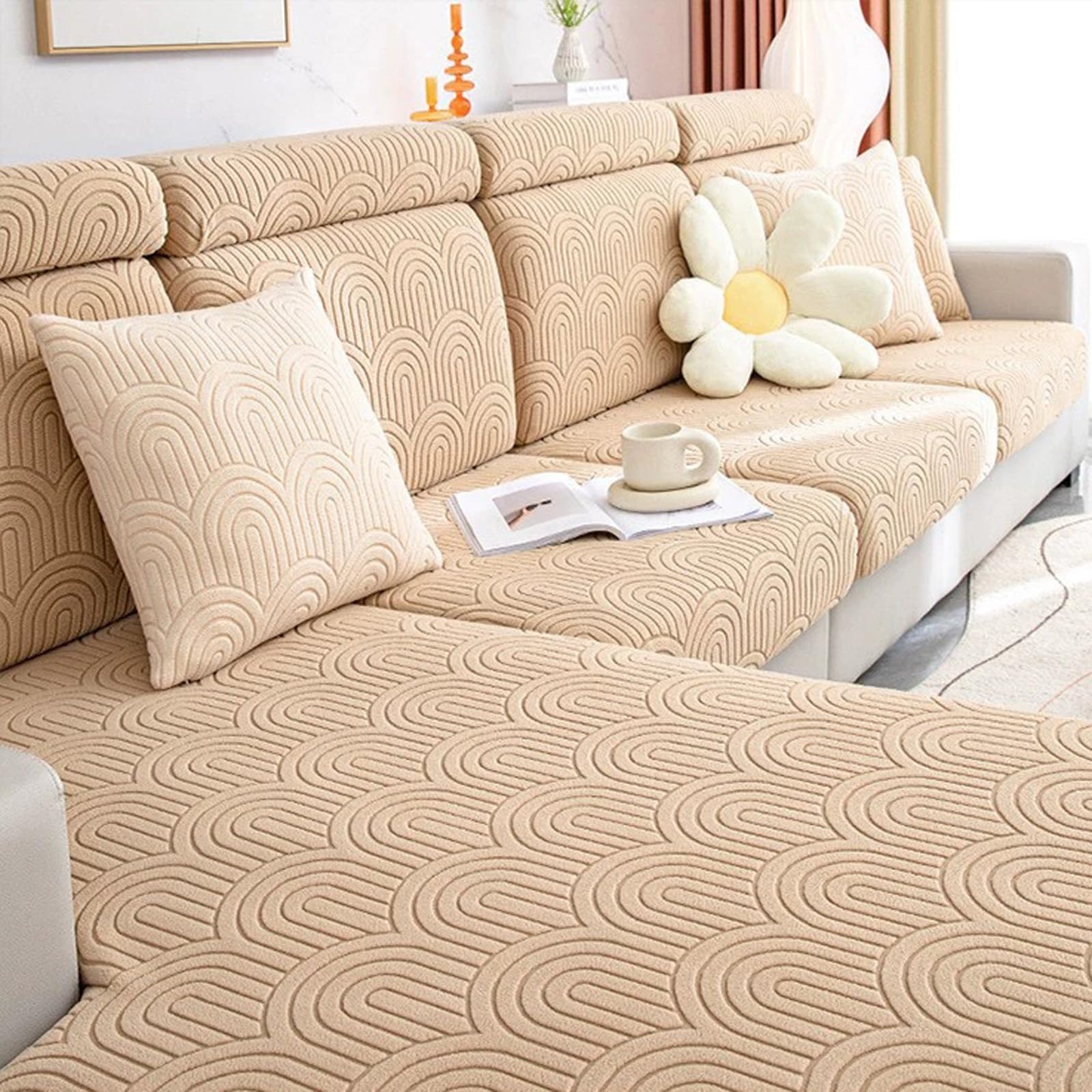 Housse Assise Canapé Extensible en Velours pour Coussin de Salon