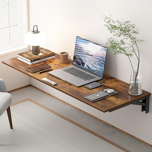 Miniatura 2 de Need Banco de trabajo plegable para montar en la pared, longitud de la mesa de 47.2 pulgadas de ancho, 20 pulgadas, complemento perfecto para garaje